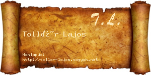 Tollár Lajos névjegykártya